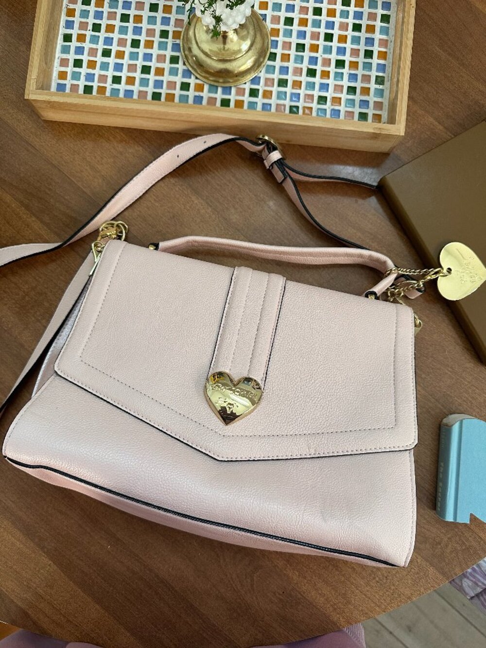 Betsey Johnson Blush Pink Heart Lock Envelope Purse